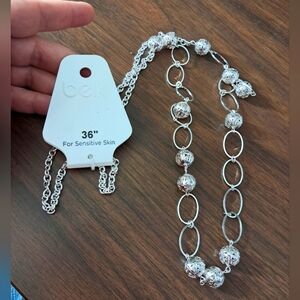 Belk long sweater necklace silver 36"